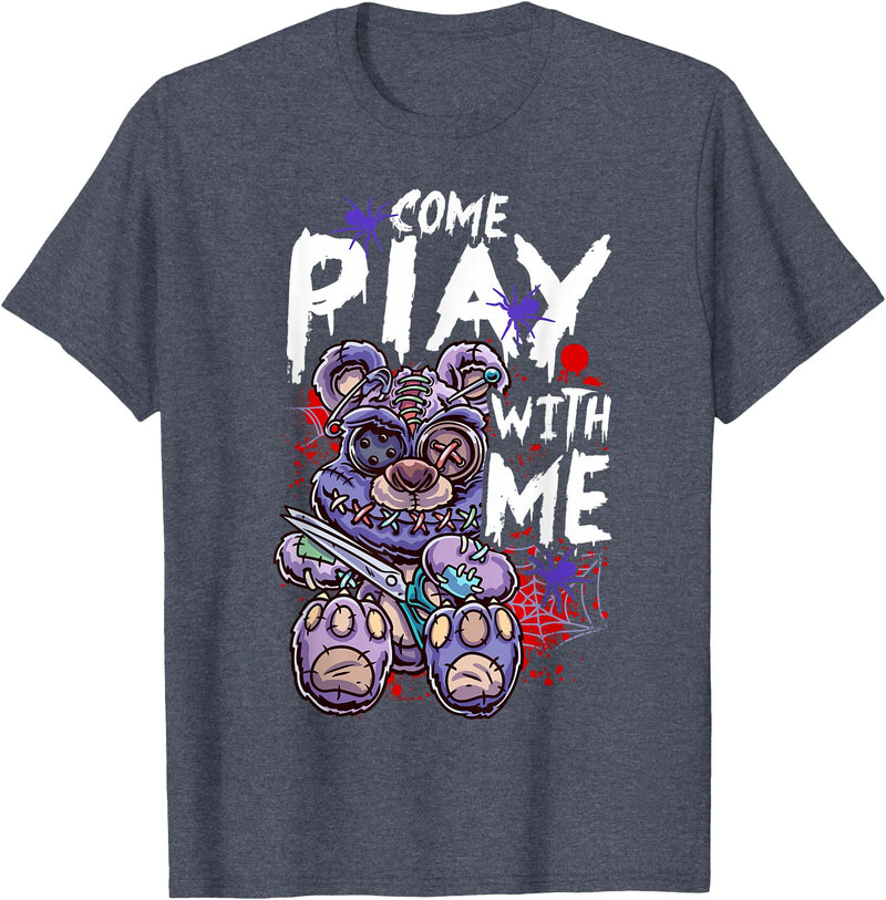 Halloween Gifts & Halloween Shirts by NLTS Scary Killer Teddy Bear Pastel Goth Style Creepy Kawaii T-Shirt - Heather Blue