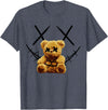 Rainbow Teddy bear with Barbed-wire-Face T-Shirt Cute Big Rainbow Teddy bear with Barbed-wire-Face smile T-Shirt - Heather Blue