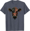 4th Of July Cow Farm Outfits For Men Cow Farm Patriotic Farmer 4th Of July USA American Flag T-Shirt - Heather Blue