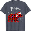 Red Plaid Papa Bear Buffalo Matching Family Pajama Christmas T-Shirt - Heather Blue