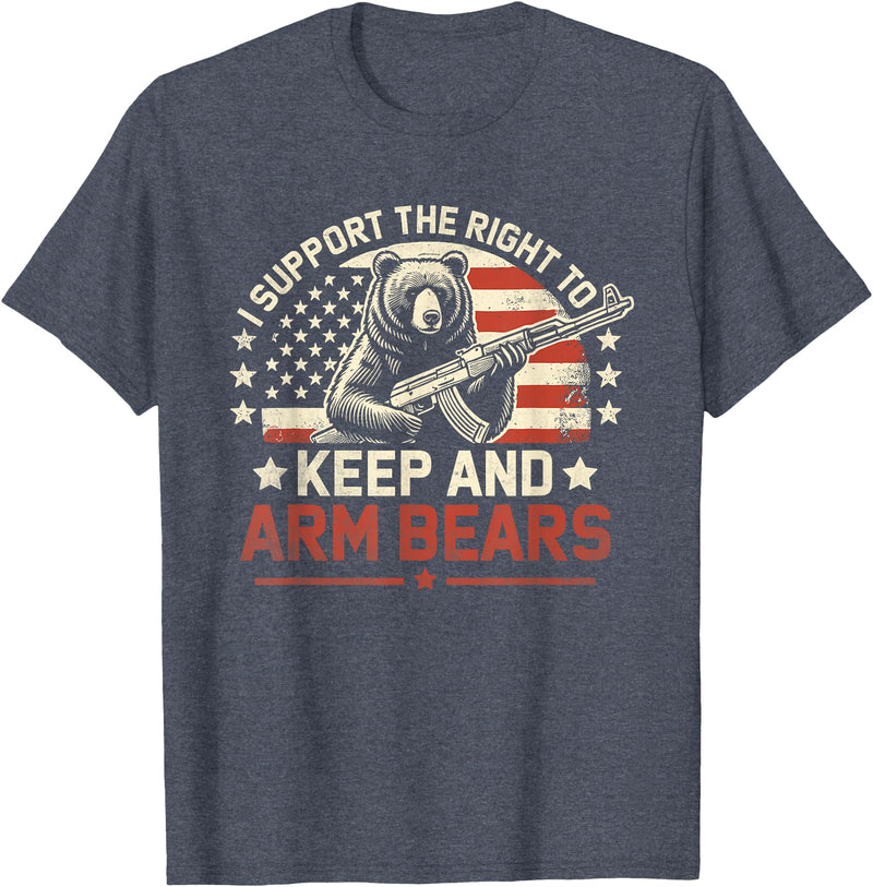 Right to Arm Bears Meme Funny Design Tees I Support the Right to Keep and Arm Bears Funny Meme Design T-Shirt - Heather Blue