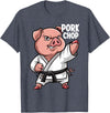 Pig Lover Gift Co. Pig Karate Pork Chop Funny Hog Swine Pun Men Boys Kids Women T-Shirt - Heather Blue