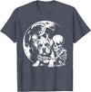 Cute Skeleton Boxer Dog Halloween Women Men Skeleton Hugging Dog Halloween Boxer Lover Mom Dad T-Shirt - Heather Blue
