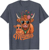 Scottish Farm Matching Mom Daughter Highland Cow Highland Cow Mama Mom Baby Calf Daughter Floral Mothers Day T-Shirt -