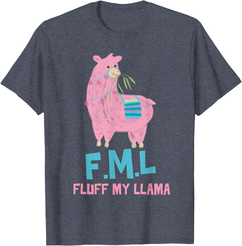 BlueTonic Animals FML Fluff My Llama Cute Animal T-Shirt - Heather Blue