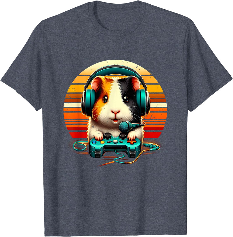 Guinea Pig Gamer Video Gaming Headphone Guinea Pig Gamer Video Gaming Animal Headphone Gamepad T-Shirt - Heather Blue