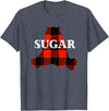 Buffalo Plaid Bear Designs Sugar Nickname Bear Buffalo Plaid Design T-Shirt - Heather Blue