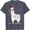 Christmas Llama Santa Hat Ugly Xmas Tee Christmas Llama Santa Hat Ugly Xmas Tree Alpaca Gift T-Shirt - Heather Blue