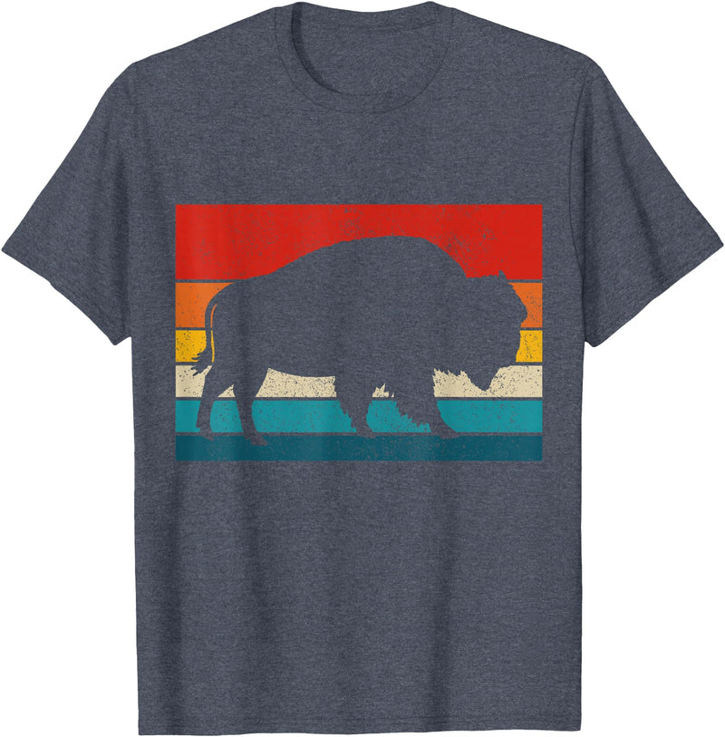 We Love Bison Bison Retro American Buffalo National Park Vintage T-Shirt - Heather Blue