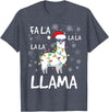Funny Christmas Llama Shirts FA La La Llama Shirt Women Men Kids Funny Llama Christmas T-Shirt - Heather Blue