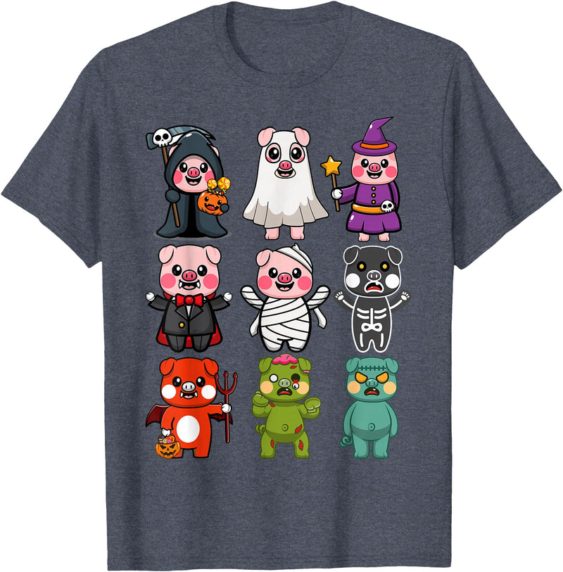 Pig Halloween Costume Gifts Co. Pig Spooky Ghost Witch Boo-jee Horror Pumpkin Pig Halloween T-Shirt - Heather Blue