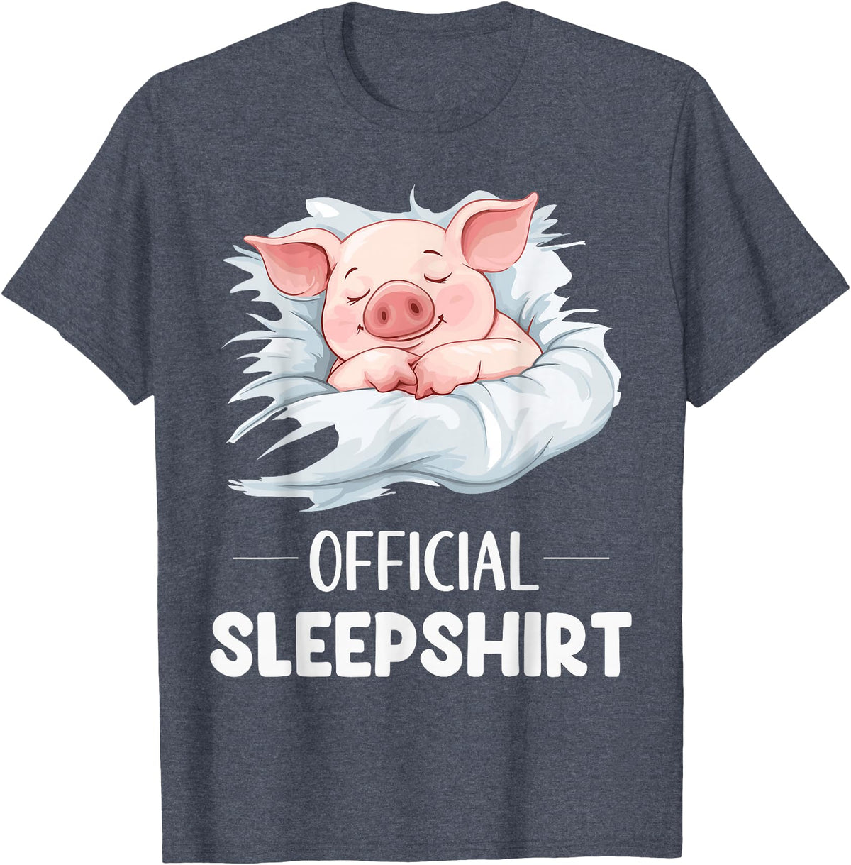 Cute Sleeping Pig Nightgown Sleepwear Pajama Official Sleepshirt Cute Sleeping Pig Animal Lovers Pajama T-Shirt - Heather Blue