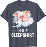 Cute Sleeping Pig Nightgown Sleepwear Pajama Official Sleepshirt Cute Sleeping Pig Animal Lovers Pajama T-Shirt - Heather Blue