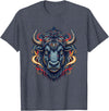Wild Buffalo Bison Tribal Western Spirit Fierce Wild Bison Head Tribal Geometric Buffalo T-Shirt - Heather Blue