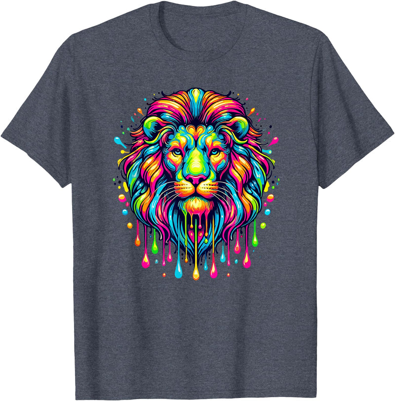 Lions Lion Lover Gifts Colorful Pop Art Lion Lions T-Shirt - Heather Blue
