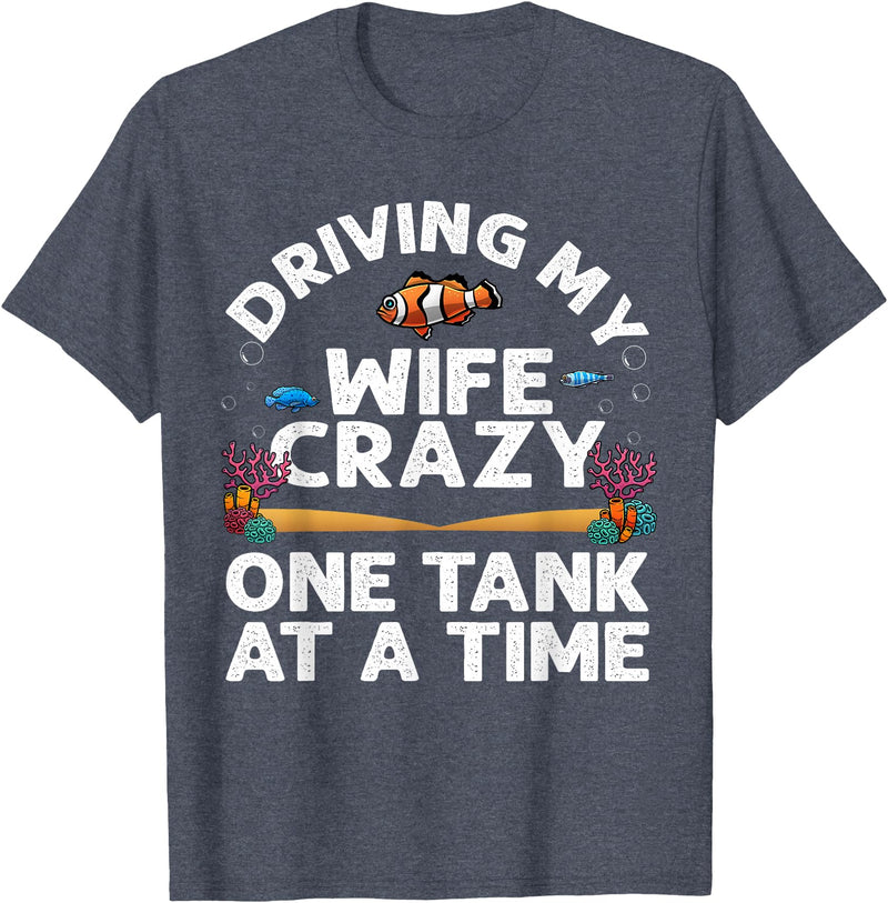 Best Fish Tank Gift For Aquarium Lovers Fishkeeper Funny Aquarium Designs Men Dad Husband Fish Tank Fishkeeping T-Shirt - Heather Blue