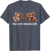 Highland Cow shirts for Girls Women Kids Peace Love Highland Cows Funny Beef Farmer Farm Cow Lover T-Shirt - Heather Blue
