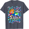 Funny Lion Lover Lion Animal Just a Girl Who Loves Lions T-Shirt - Heather Blue
