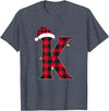 Awesome Letter K Initial Name Buffalo Plaid Christmas Pajama T-Shirt - Heather Blue