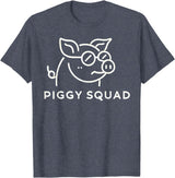 Pig Farm Style Gifts BY TEERA Piggy Squad Cute Pig Design for Animal Lovers T-Shirt - Heather Blue