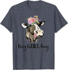 Funny Cow Design Cow Hay Girl Hay T-Shirt Funny Cow Lovers Heifer Gifts Tee T-Shirt - Heather Blue