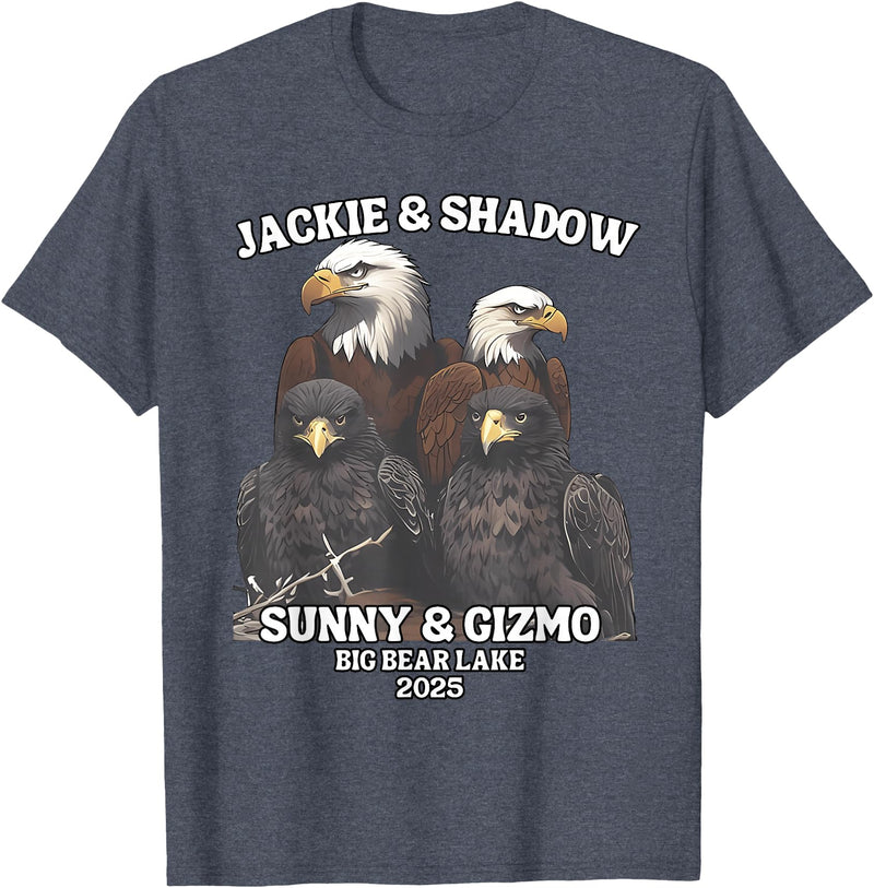 Jackie and Shadow Bald Eagle Family Tee Jackie and Shadow Sunny and Gizmo Big Bear Lake 2025 T-Shirt - Heather Blue