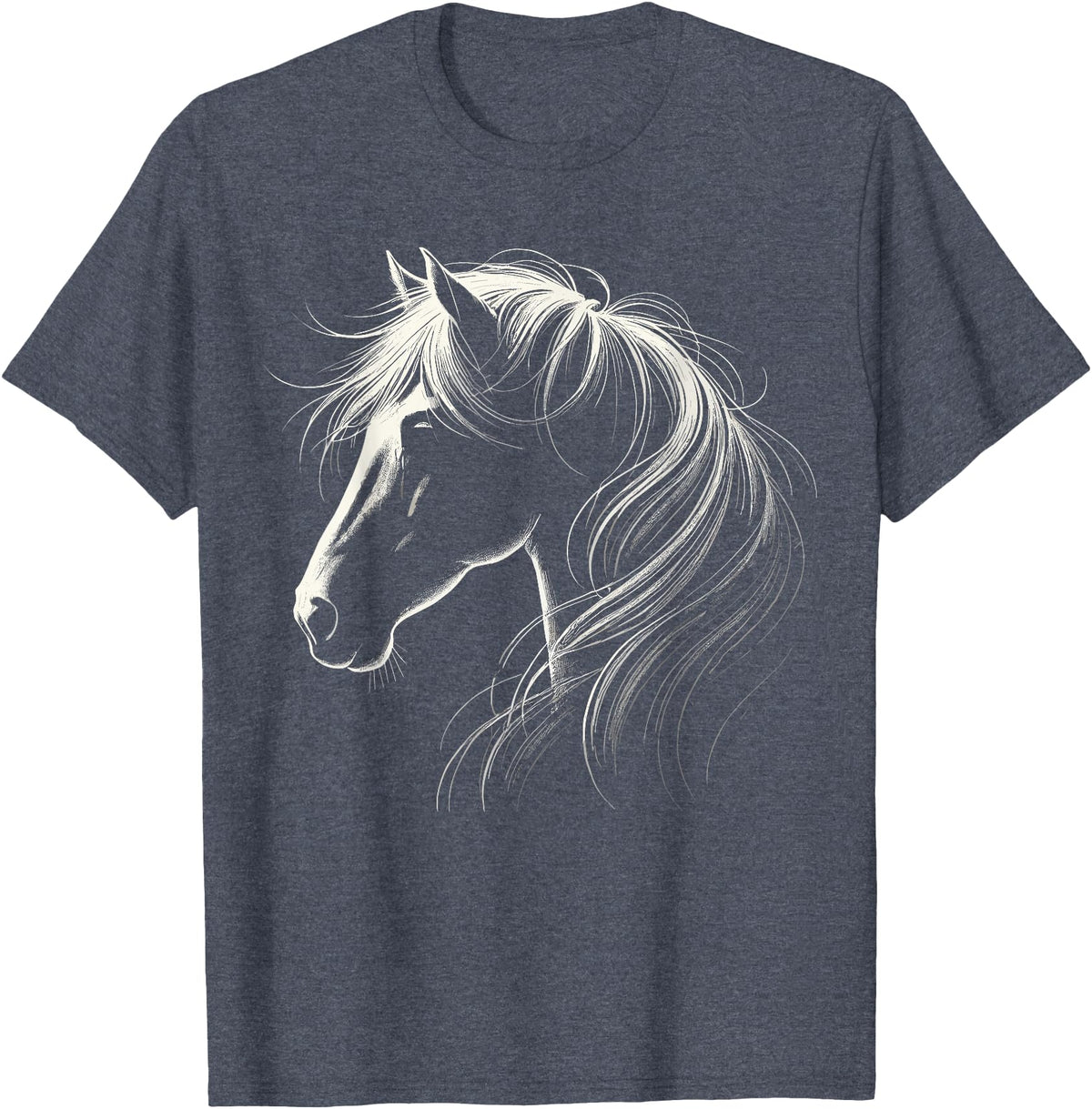 Funny Horse Riding Gifts Horse Silhouette Horse Riding Lover T-Shirt - Straight - Heather Blue