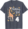 Giraffe Birthday Party by LazyPanda Giraffe 4th Birthday Girl 4 Years Old Giraffe Lover T-Shirt - Heather Blue