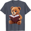 Funny Teddy Bear reading a book: Graphic for bear lovers T-Shirt - Heather Blue