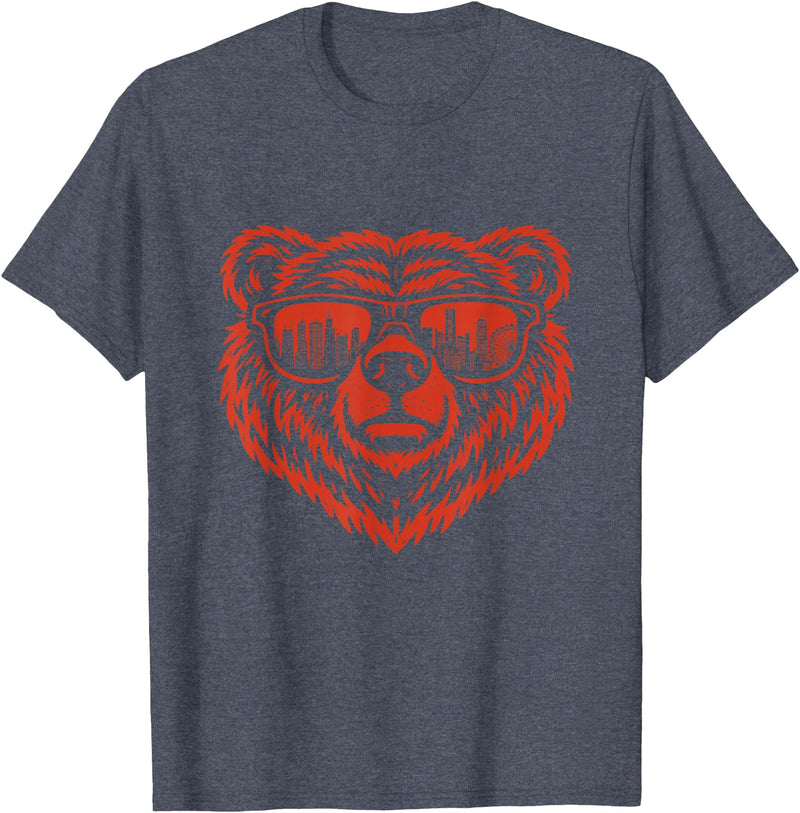 Bear Lover Merch Bear Sunglasses - Bear Lover T-Shirt - Heather Blue