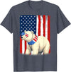 Patriotic USA Flag Polar Bear 4th of July Co. Polar Bear US America Flag Men Women 4th of July Patriotic T-Shirt - Heather Blue