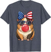 Cute Guinea Pig Bubble Gum Coquette Bow Girls Kids Patriotic Guinea Pig 4th of July Bow American Flag Girls T-Shirt - Heather Blue