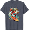 Surfing Cow Catching a Wave Surfer Design Co. Surfing Cow Catching a Wave Farmer Surfer Surf Time T-Shirt - Heather Blue