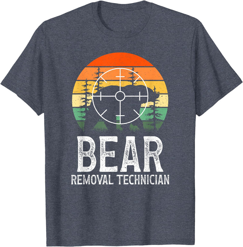 Funny Bear Hunting Lover Bear Hunter Bear Removal Technician Bear Hunting Bear Hunter T-Shirt - Heather Blue
