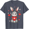 Rabbit Lover Heart Girls Valentine’s Day Women Bunny T-Shirt in Heather Blue