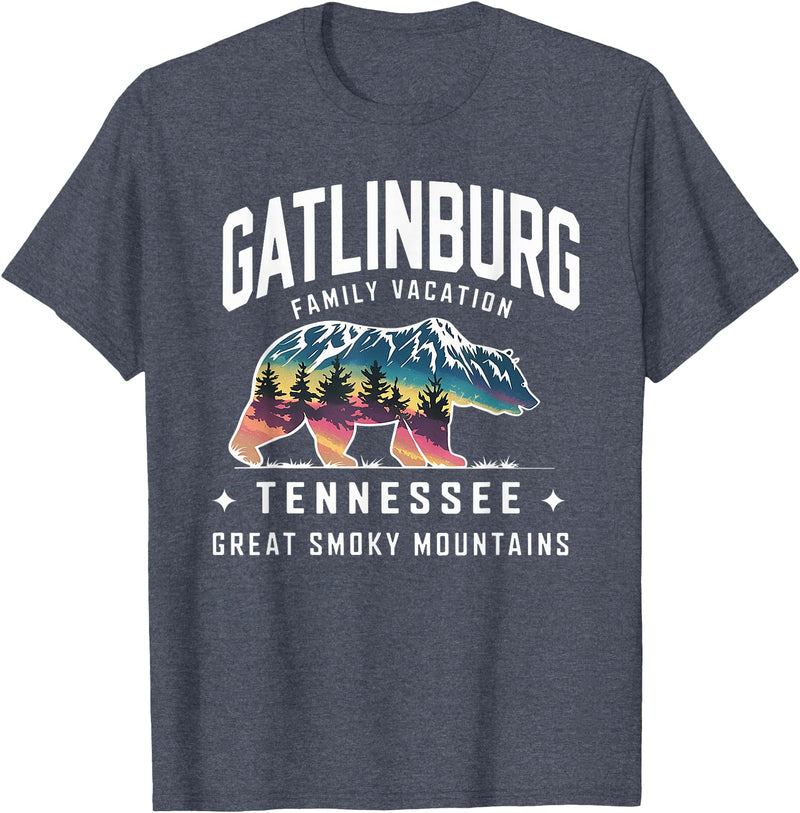 Gatlinburg Family Vacation Tees Family Vacation Mountains Gatlinburg Tennessee Bear Souvenir T-Shirt - Heather Blue