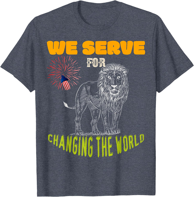 Lions Club members gift Lions Club we serve for changing the world volunteer gift T-Shirt - Heather Blue