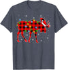 Buffalo Plaid Moose Christmas Gifts Moose Xmas Lighting Buffalo Plaid Moose Christmas Pajama T-Shirt - Heather Blue