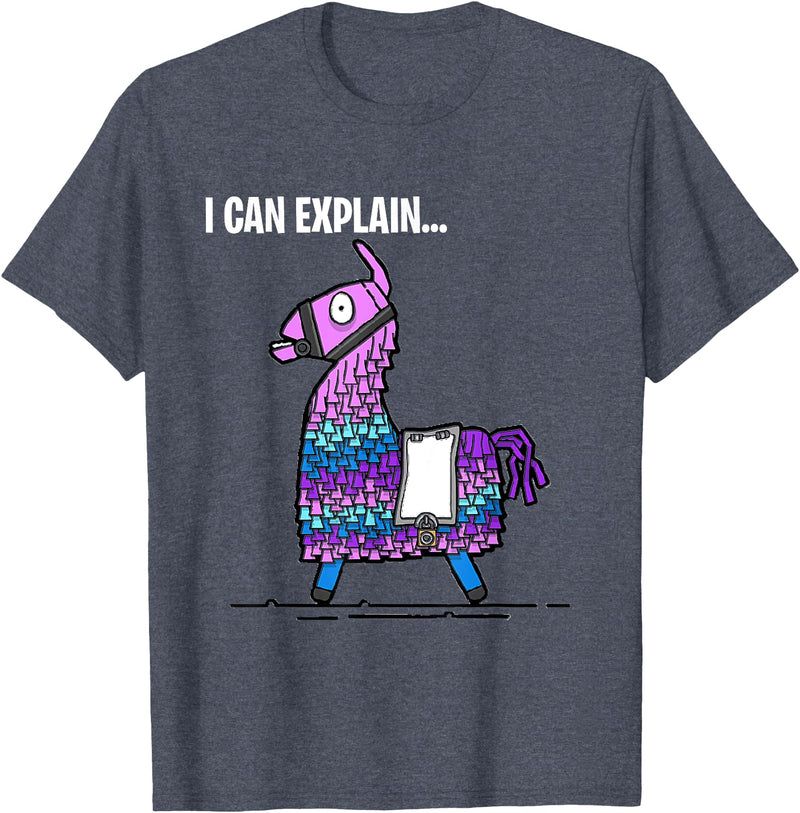 Funny gaming T-Shirts Loot Llama I Can Explain Gaming T-Shirt T-Shirt - Heather Blue