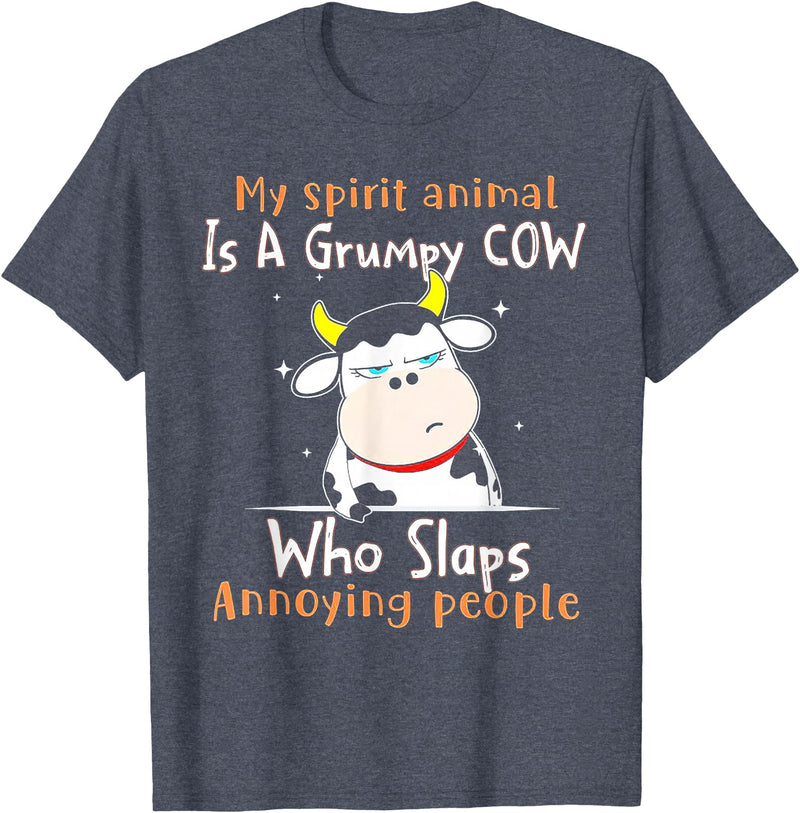 Funny My Spirit Animal Is A Grumpy Cow Tee Shirt My Spirit Animal Is A Grumpy Cow Who Slaps Annoying People T-Shirt -