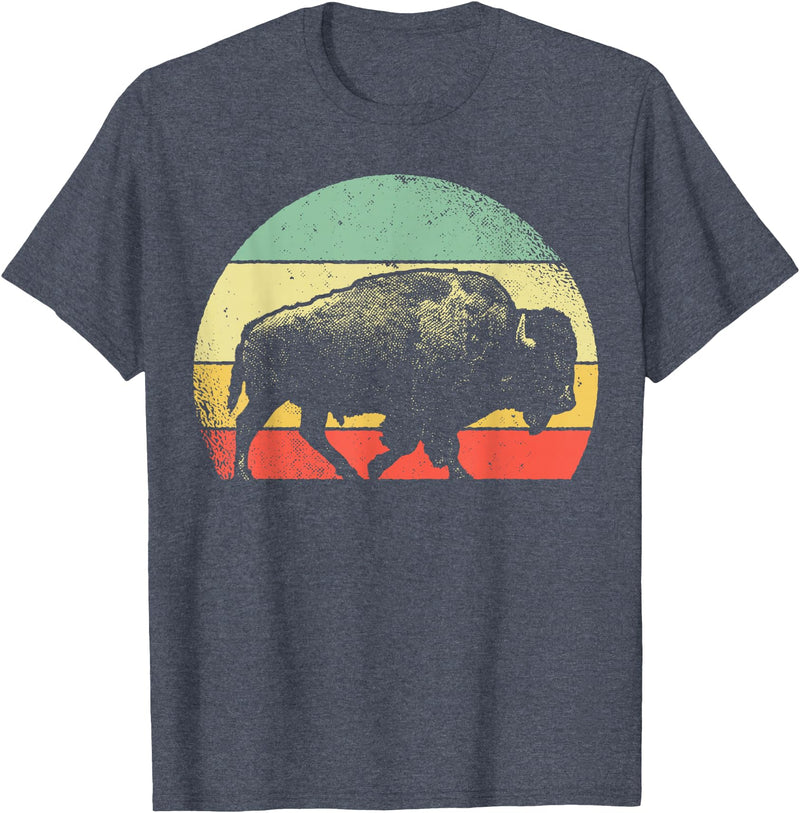 Bison Lover Gifts Wildlife I Bison Natural Reserve Vintage Buffalo Graphic Crew Neck Short Sleeve Regular Fit T-Shirt -