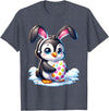 Easter Penguin Lover Egg Eggs Bunny Rabbit Bunnies Funny T-Shirt in Heather Blue
