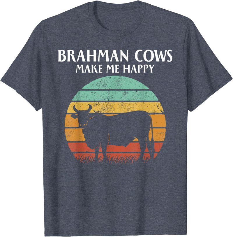 brahman cows make me happy T-Shirt - Heather Blue