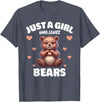 Bear Lover Tees, Bear Gifts by T&T Just A Girl Who Loves Bears, Cute Bear Lovers T-Shirt - Heather Blue