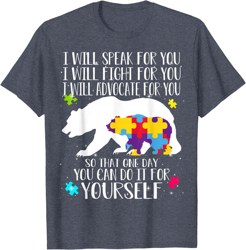 Mama Papa Bear Shirt Autism Awareness Shirt For Women Men T-Shirt - Heather Blue