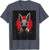 Bunny Anime Goth Scary Men Women Creepy Gothic Anime Rabbit T-Shirt in Heather Blue