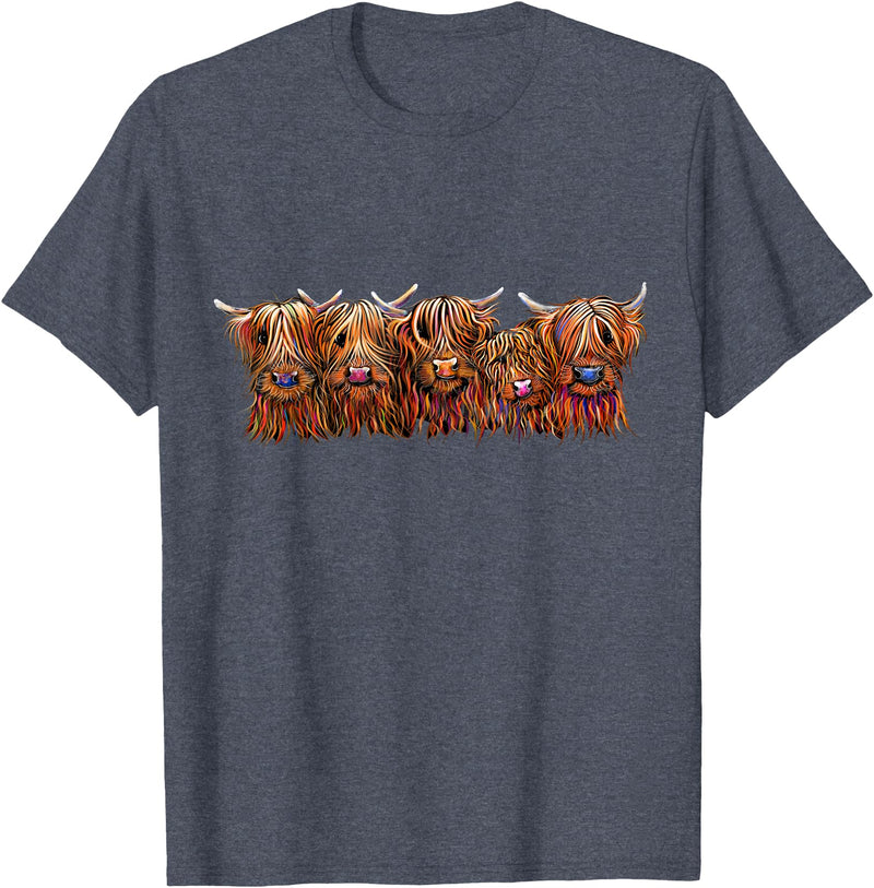 SHiRLeY MacARTHuR SCoTTISH HiGHLaND CoWS ' The HaiRY BuNCH oF Coos ' T-Shirt T-Shirt - Heather Blue