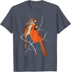 Red Cardinal Bird Male Female Vintage Red Cardinal Bird T-Shirt - Heather Blue