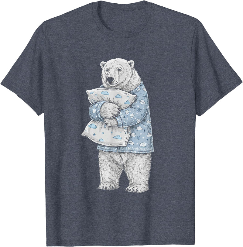 Sleeping & Napping Funny Designs For Nap Lovers Funny Sleepy Polar Bear Pajama Women Men Kids Boys And Girls T-Shirt - Heather Blue
