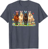 Easter Day Bunny Rabbit Horse Lover Equestrian Horse Riding T-Shirt in Heather Blue